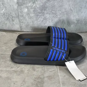 AKADEMIKS Men's Black/Royal Flip 1.0 Stripe Slide Sandals SZ 9