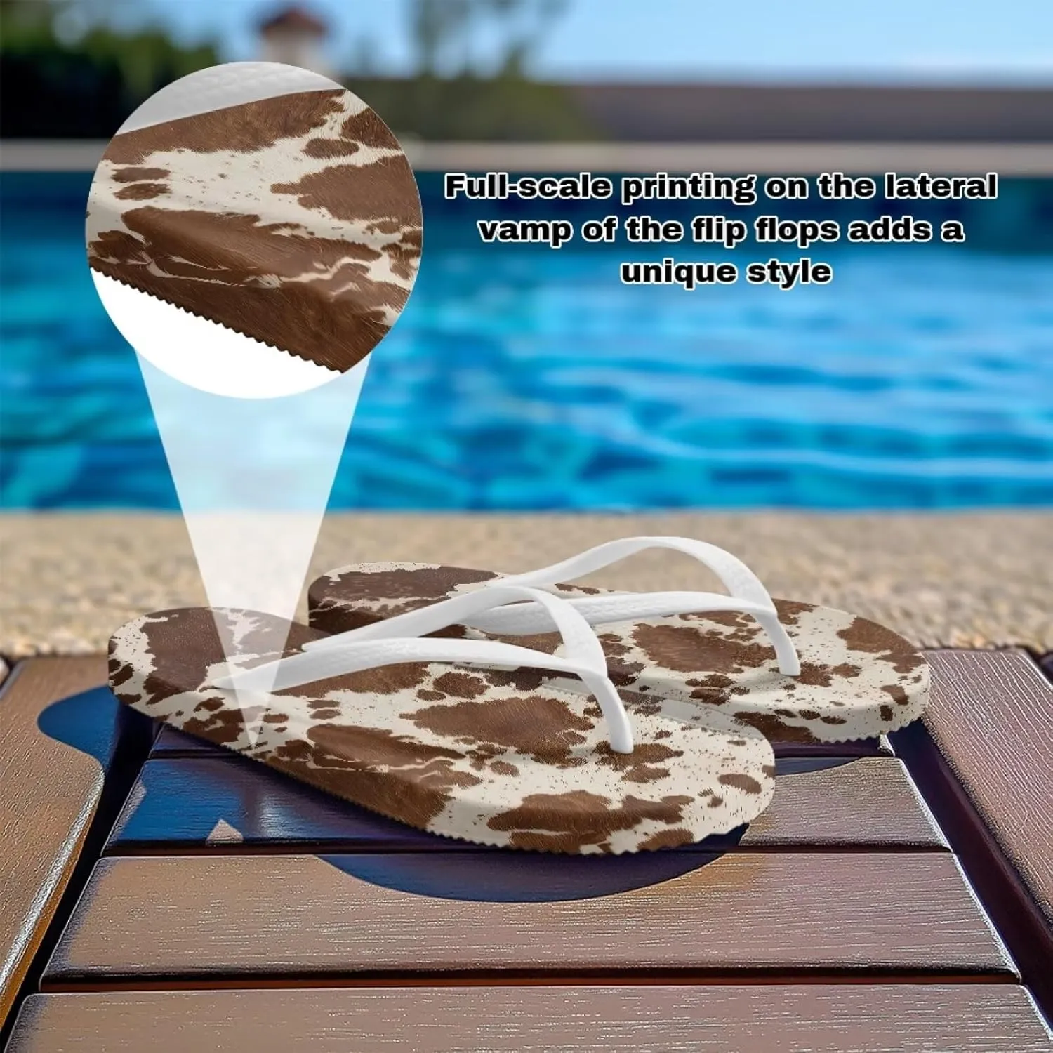 Animal Print Sandals Women Stylish Non-Slip Casual Beach Comfortable Summer Lightweight Flip Flops