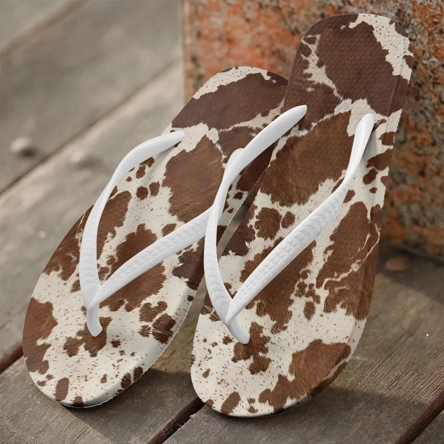 Animal Print Sandals Women Stylish Non-Slip Casual Beach Comfortable Summer Lightweight Flip Flops
