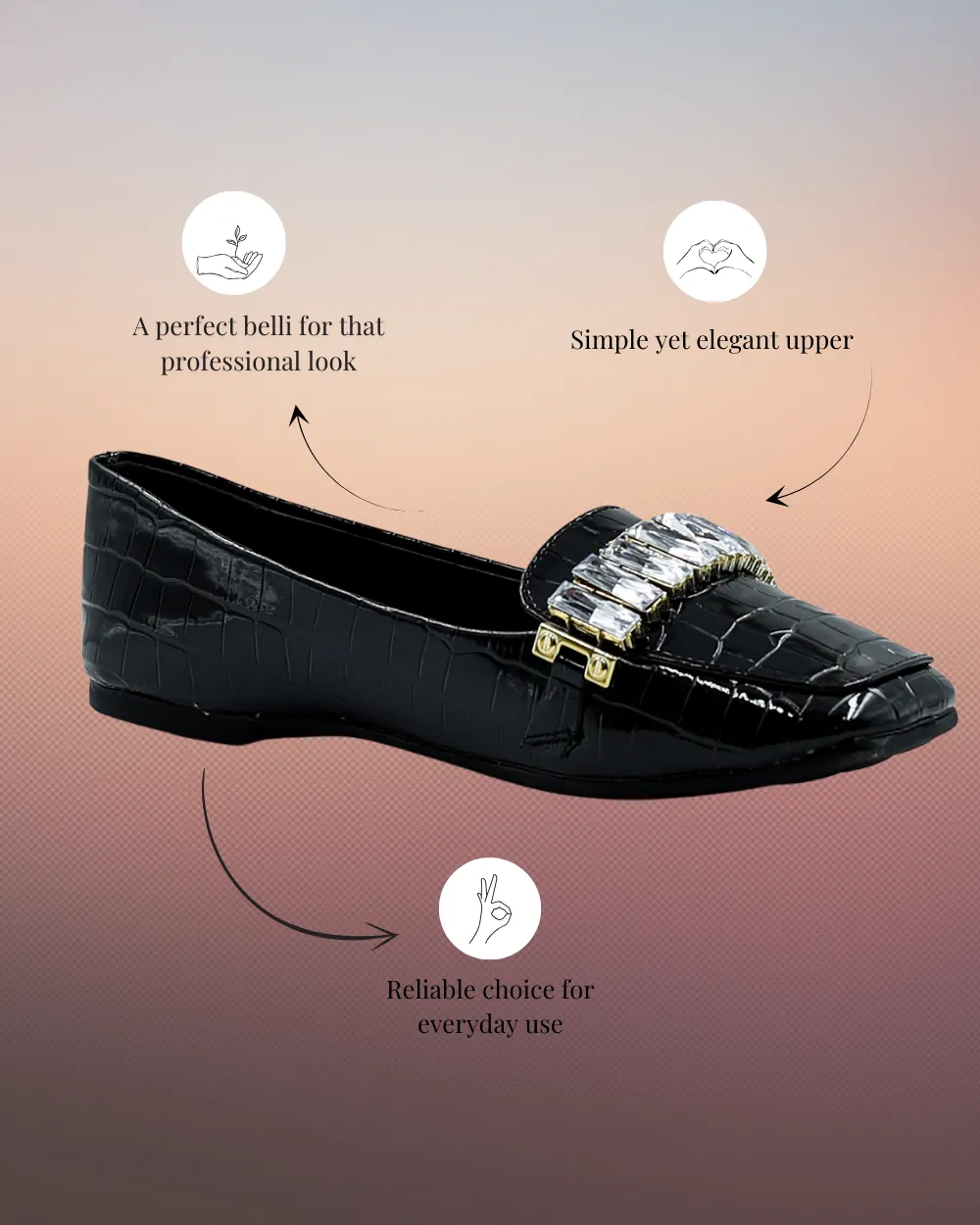 Black Slip-On Croco Belli