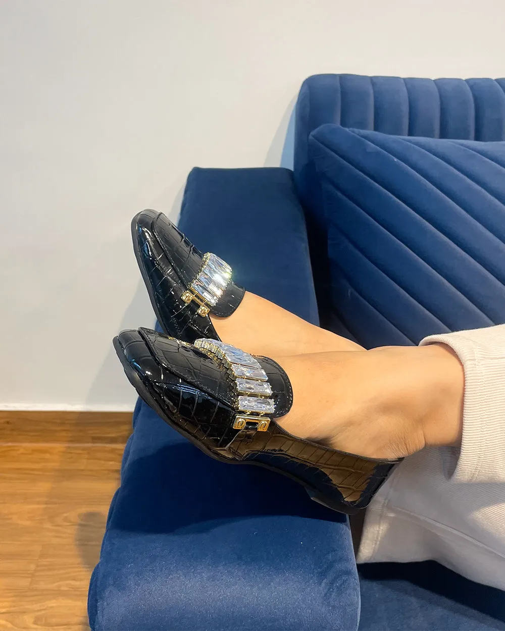 Black Slip-On Croco Belli