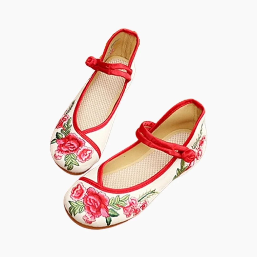 Buckle Strap, Round Toe : Ballet Flats