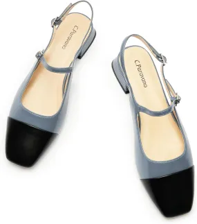 C. Paravano Women's Slingback Sandals, Mary Jane Style Flats with Adjustable Ankle Straps & Square Toe, Stylish Comfortable Casual Shoes