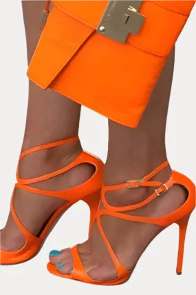 Catwalk high-heeled orange sandals