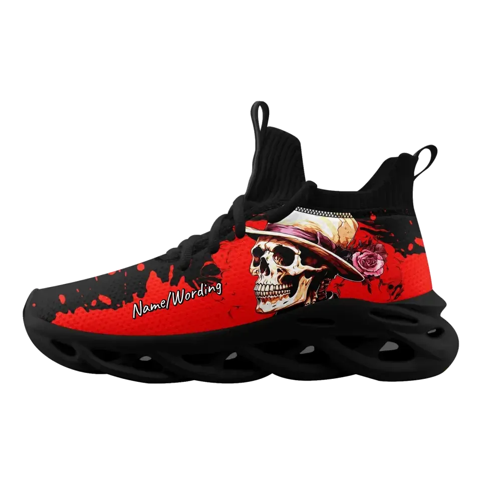 Corporate Gifts,Personalized Gothic Sneakers, Custom Skull and Floral Shoes,  Comfortbale Gym Shoes, Glow at Light Shoes