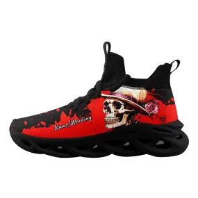 Corporate Gifts,Personalized Gothic Sneakers, Custom Skull and Floral Shoes,  Comfortbale Gym Shoes, Glow at Light Shoes