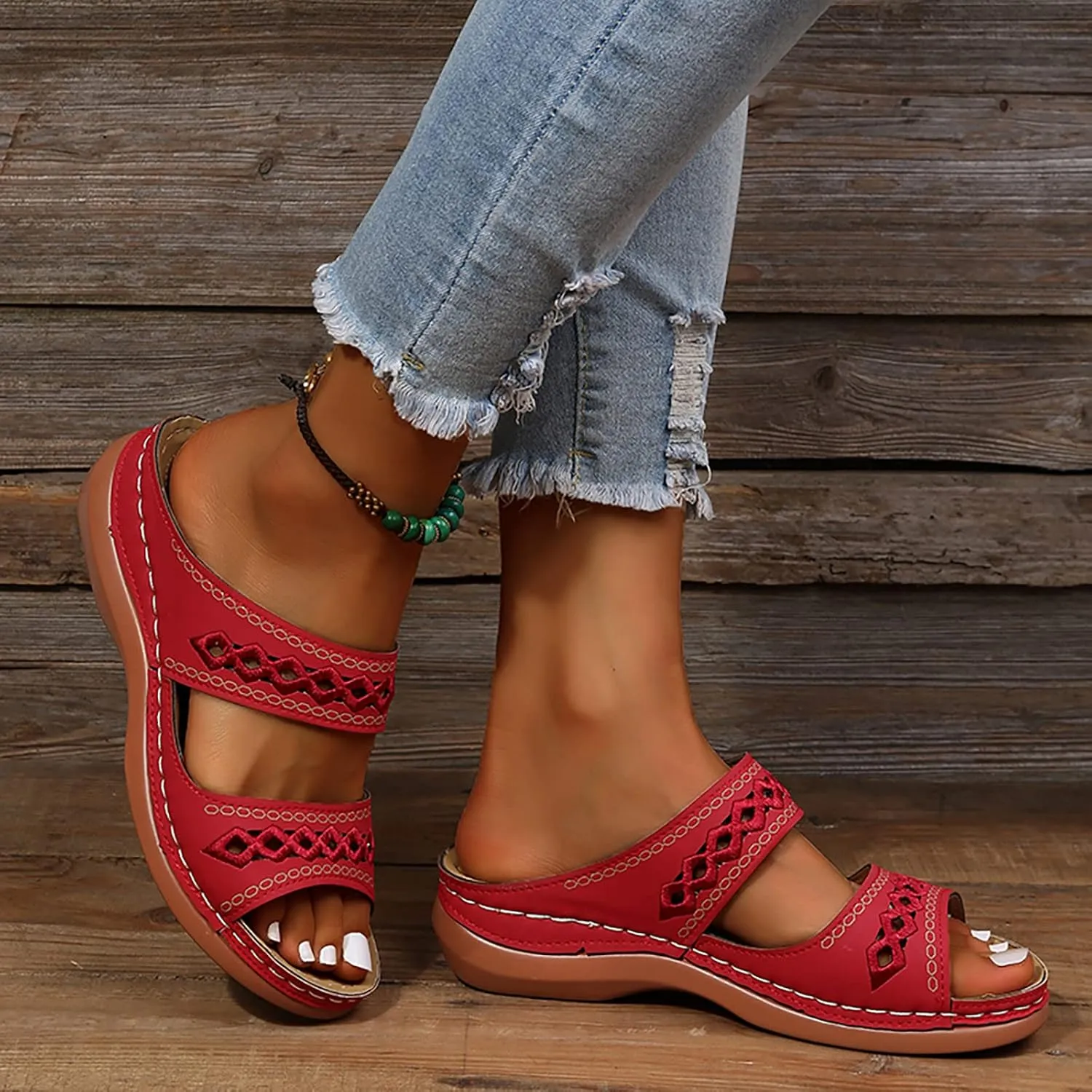 Eduavar Womens Platform Sandals,Summer Sandals Comfortable Beach Travel Sandals Stylish Slip On Sandals Open Toe Sandals