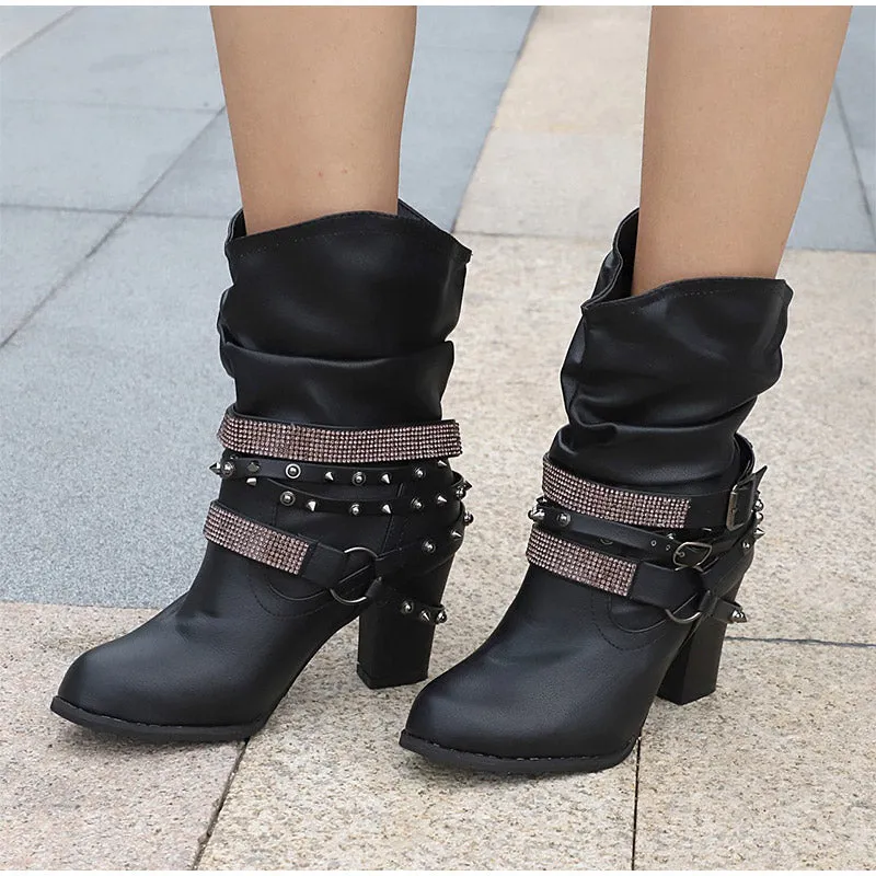 elveswallet Rivet Buckle Strap Boots