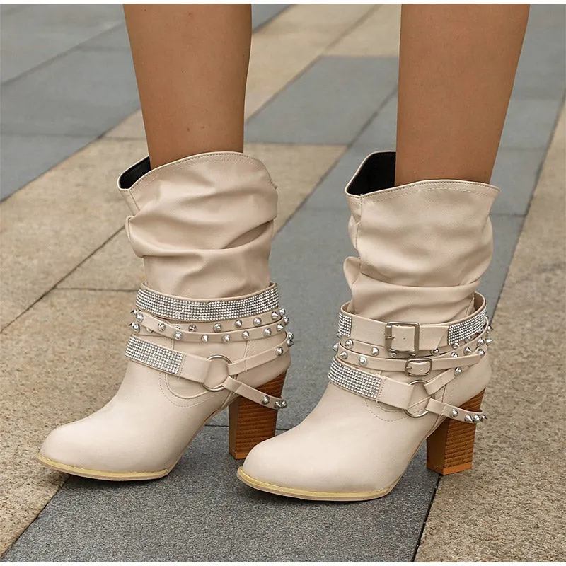 elveswallet Rivet Buckle Strap Boots