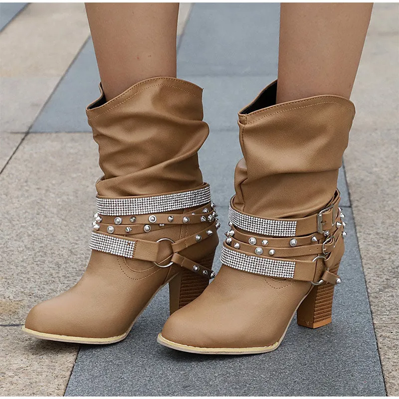 elveswallet Rivet Buckle Strap Boots