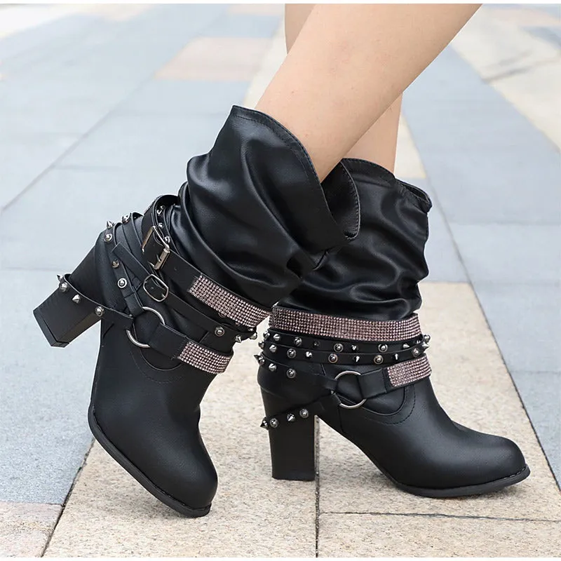 elveswallet Rivet Buckle Strap Boots