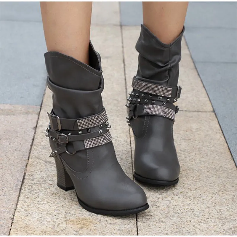 elveswallet Rivet Buckle Strap Boots