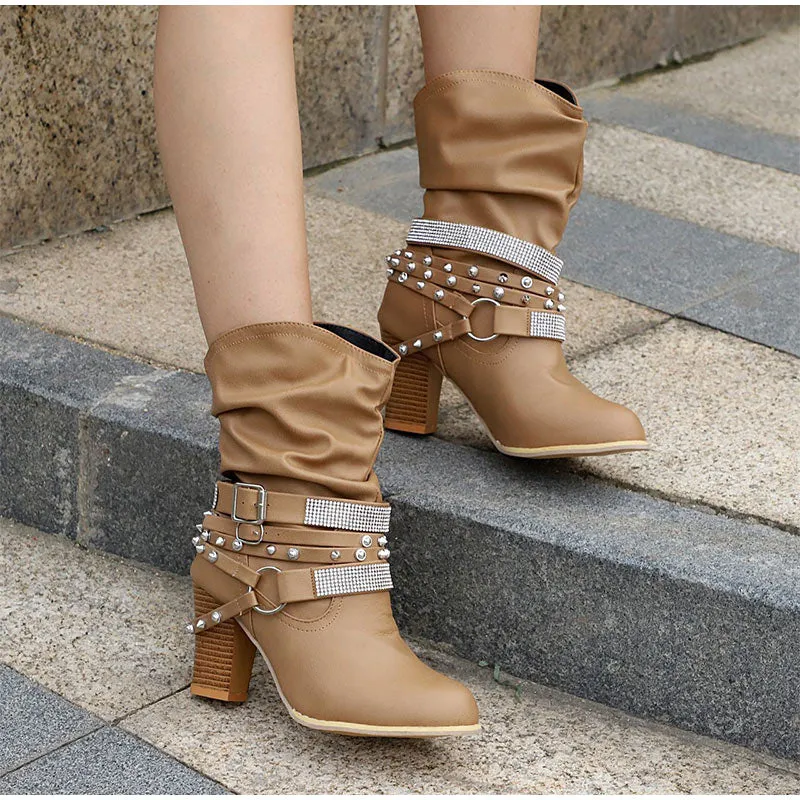 elveswallet Rivet Buckle Strap Boots