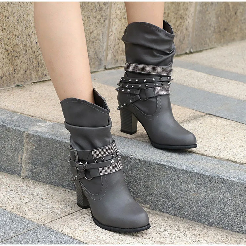 elveswallet Rivet Buckle Strap Boots