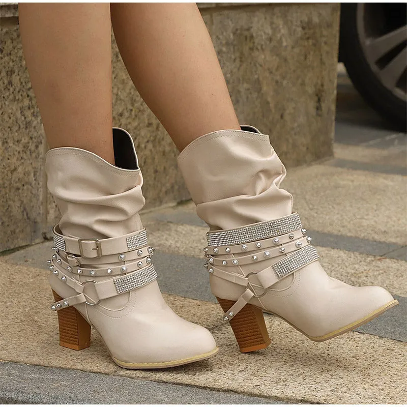 elveswallet Rivet Buckle Strap Boots