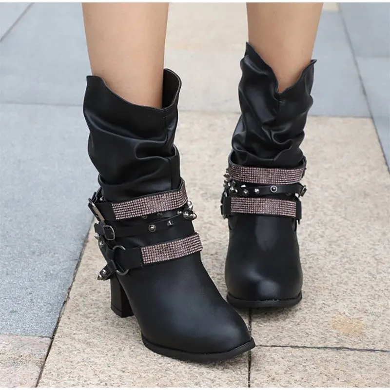 elveswallet Rivet Buckle Strap Boots