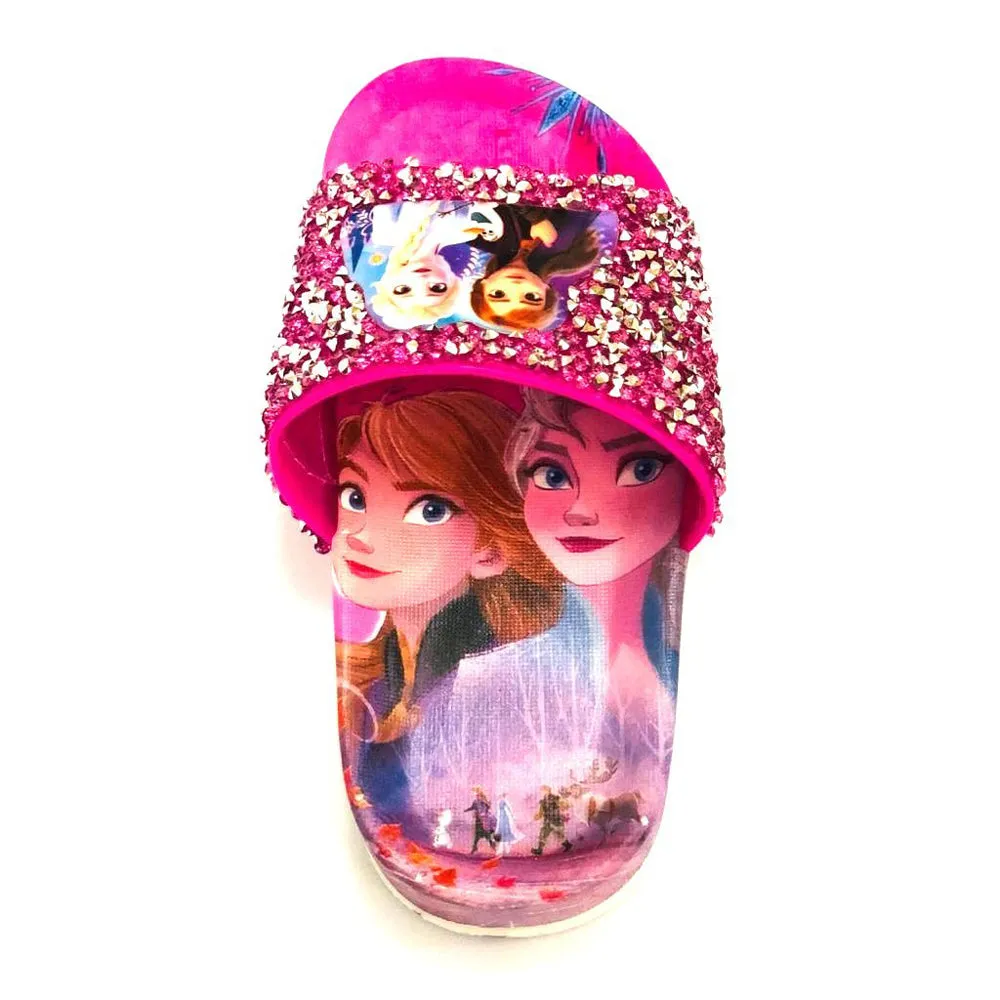 Frozen Shocking Pink Glitter Stones Top Slippers  2210