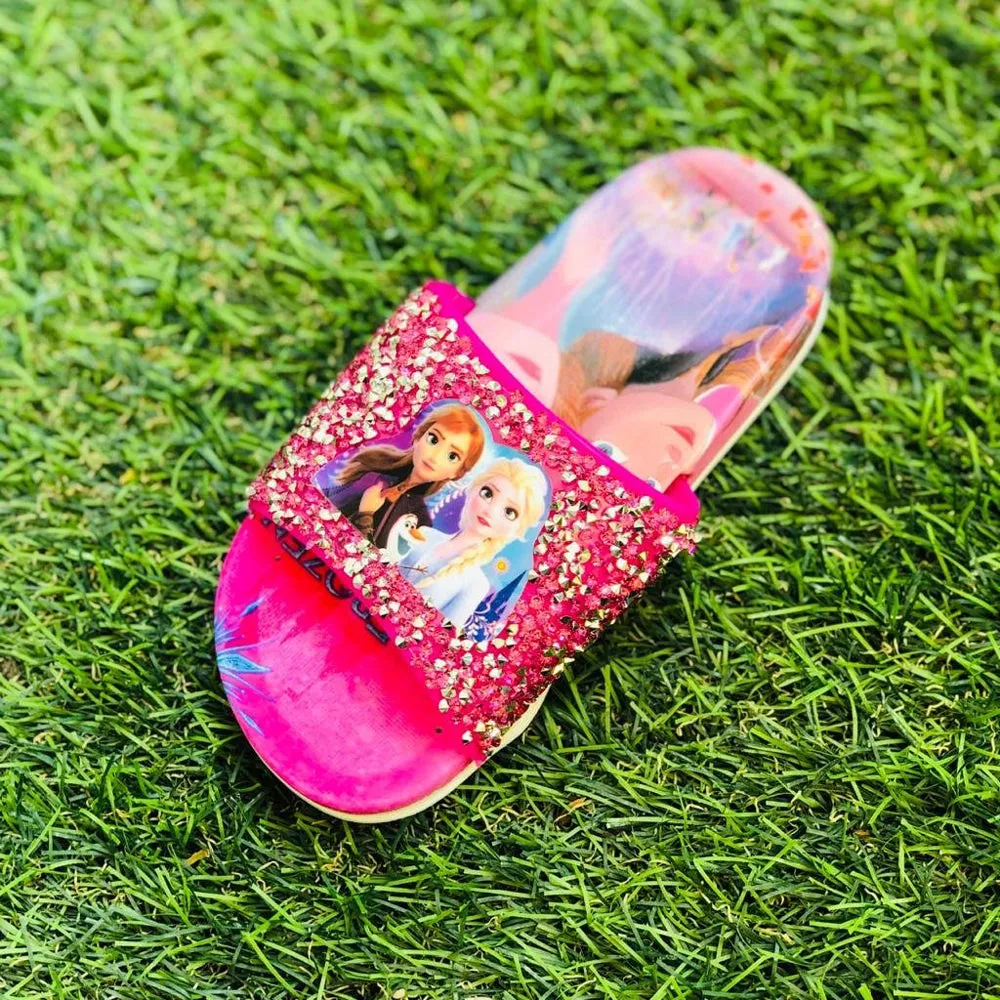 Frozen Shocking Pink Glitter Stones Top Slippers  2210