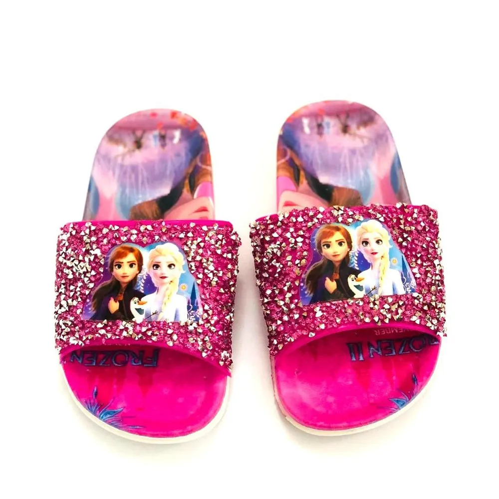Frozen Shocking Pink Glitter Stones Top Slippers  2210