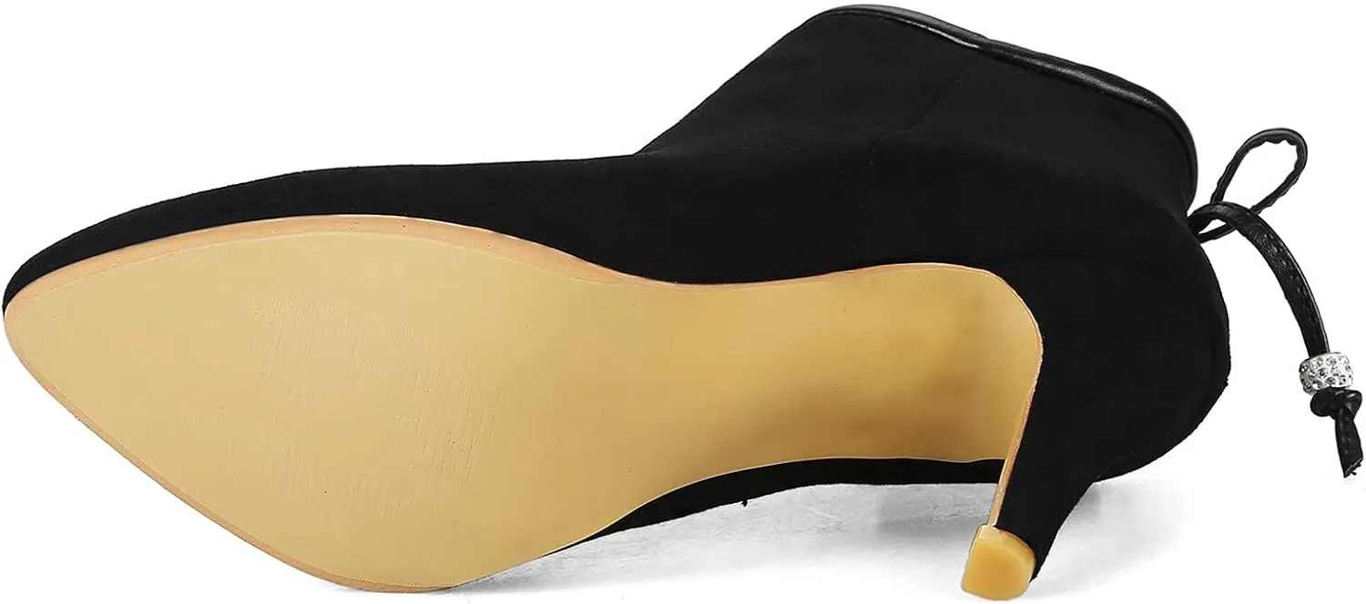 Gicoiz Women Pointed Toe Stiletto Heels Elegant Ankle Boots