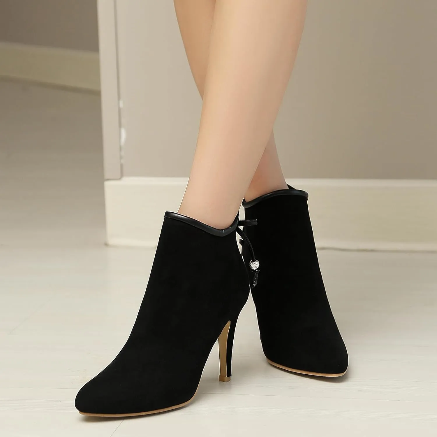 Gicoiz Women Pointed Toe Stiletto Heels Elegant Ankle Boots
