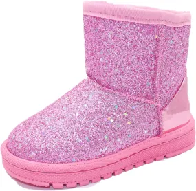 Girls Glitter Snow Boots Toddler/Little Girls Warm Winter Sequin Comfy Cute Durable Outdoor Sparkle Princess Ankle Boots