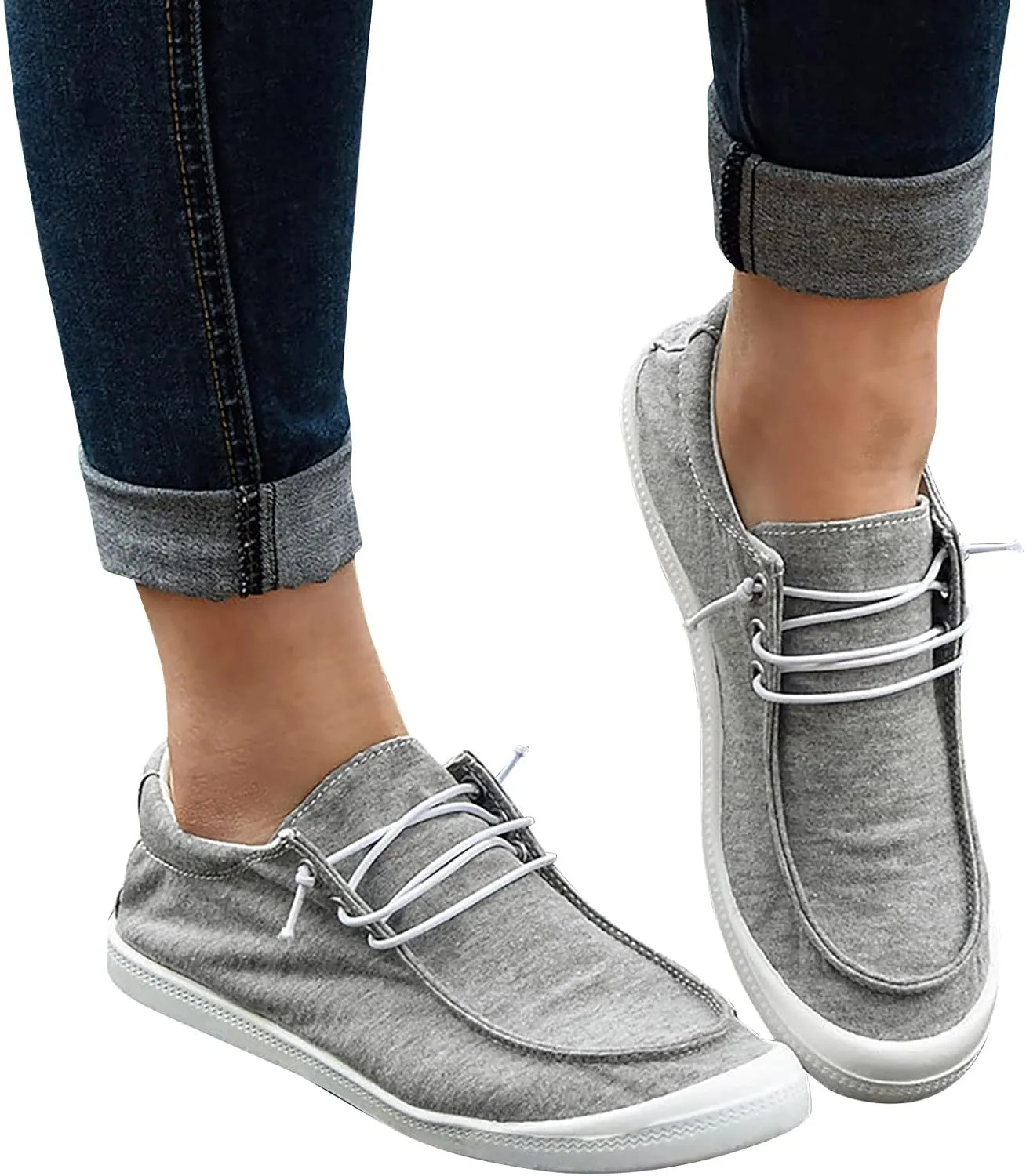 Gumipy Women's Fashion Sneakers, Christmas Print Canvas Shoes Flat Round Toe Non-Slip Flat Shoes Slip On Loafers Shoes