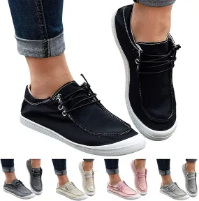 Gumipy Women's Fashion Sneakers, Christmas Print Canvas Shoes Flat Round Toe Non-Slip Flat Shoes Slip On Loafers Shoes