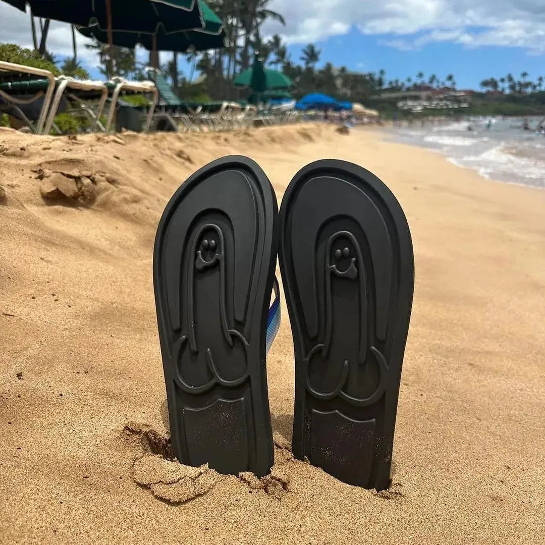 Hidden Shaped Flops, Hidden Pencil Flip Flops Funny Print Flip Flops for Women Men,Beach Comfort Quick-Dry Non Slip Sandal (Black,12-12.5Women/10-10.5Men)