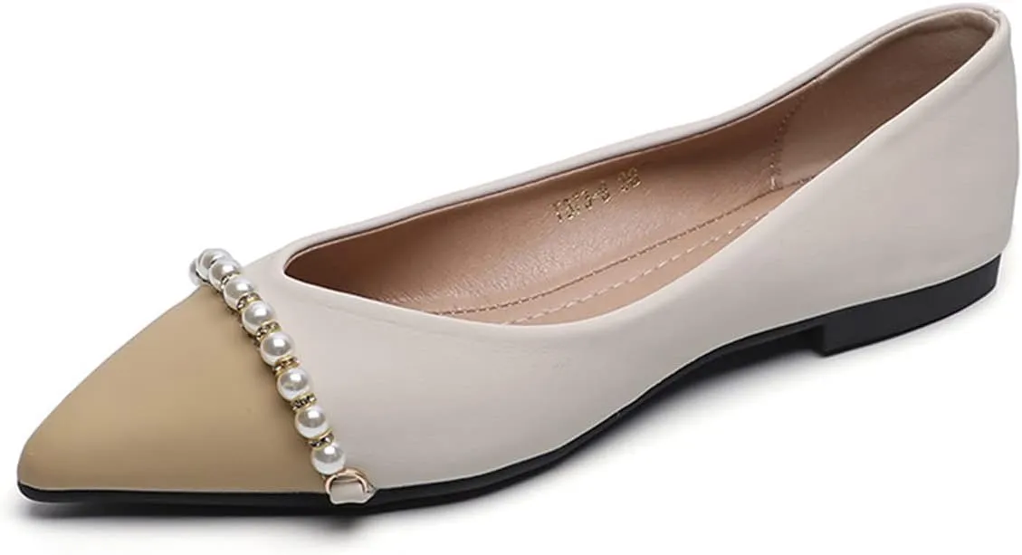 JOEupin Women's Pointed Toe Flats Dressy Ballet Flats Foldable Low Heel Dress Shoes Comfortable