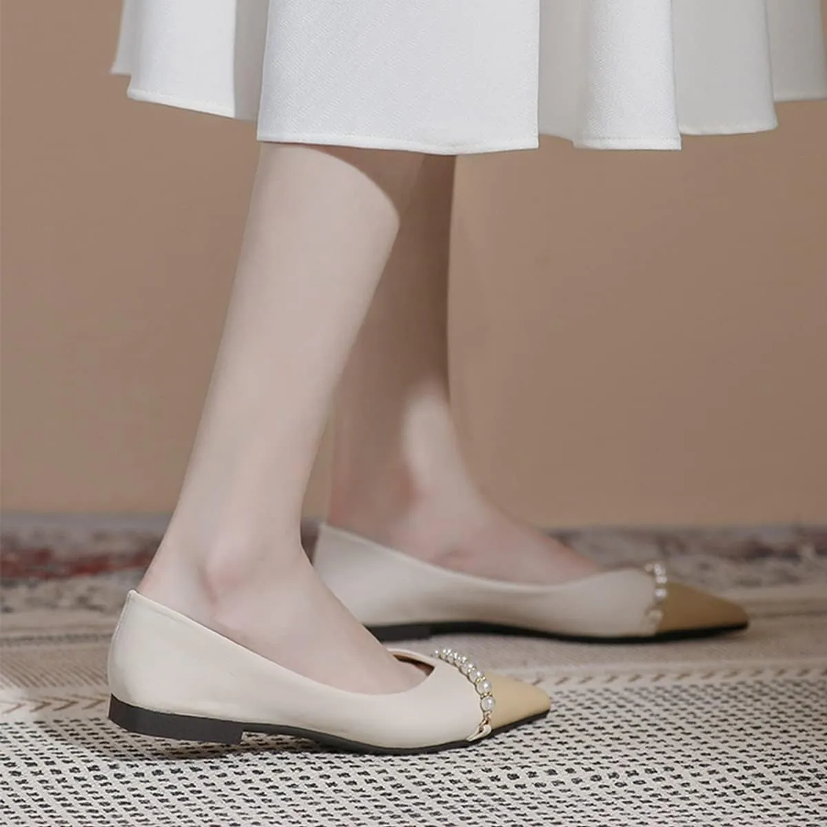 JOEupin Women's Pointed Toe Flats Dressy Ballet Flats Foldable Low Heel Dress Shoes Comfortable
