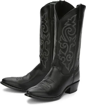 Justin Buck 13" Cowboy Boots for Men - Durable Premium Full-Grain Leather Round Toe Western Boots Build with Cushioned Insole & Full Welt Construction, Black - 11 EE