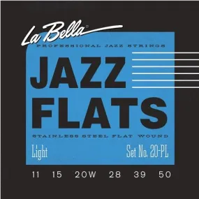 La Bella 20PL JAZZ FLATS Stainless Steel Flatwound Guitar Strings - Light 11-50