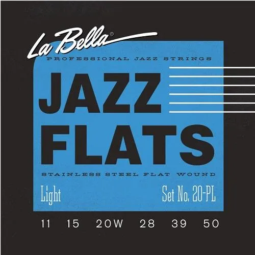 La Bella 20PL JAZZ FLATS Stainless Steel Flatwound Guitar Strings - Light 11-50
