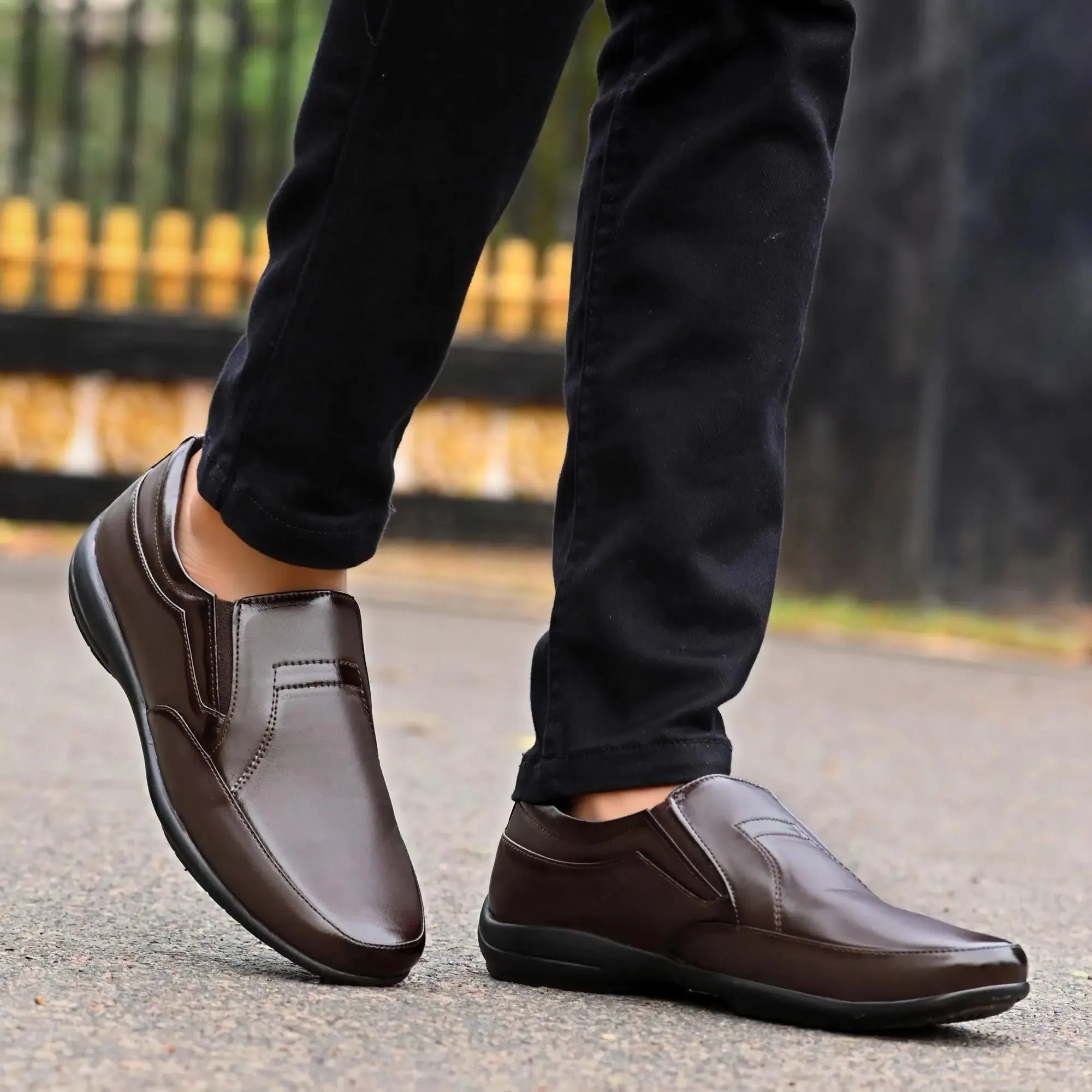 Loafers for Men Brown Color Formal Synthetic Leather Loafer