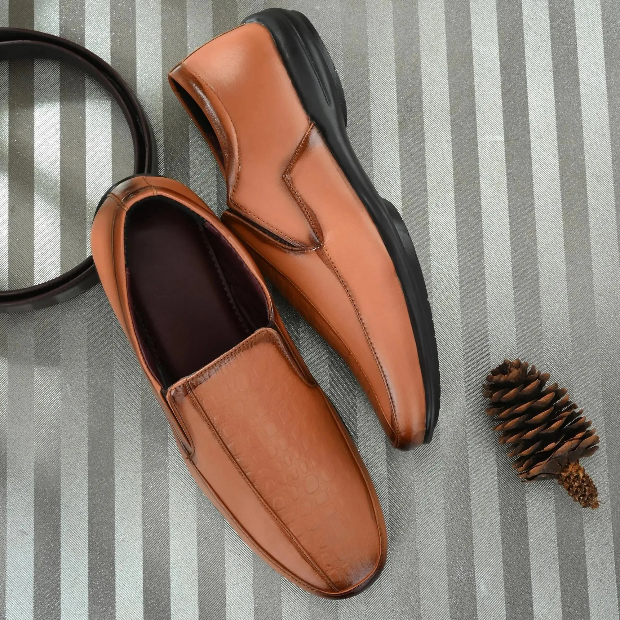Loafers Tan Formal Synthetic Slip-on Leather Loafer