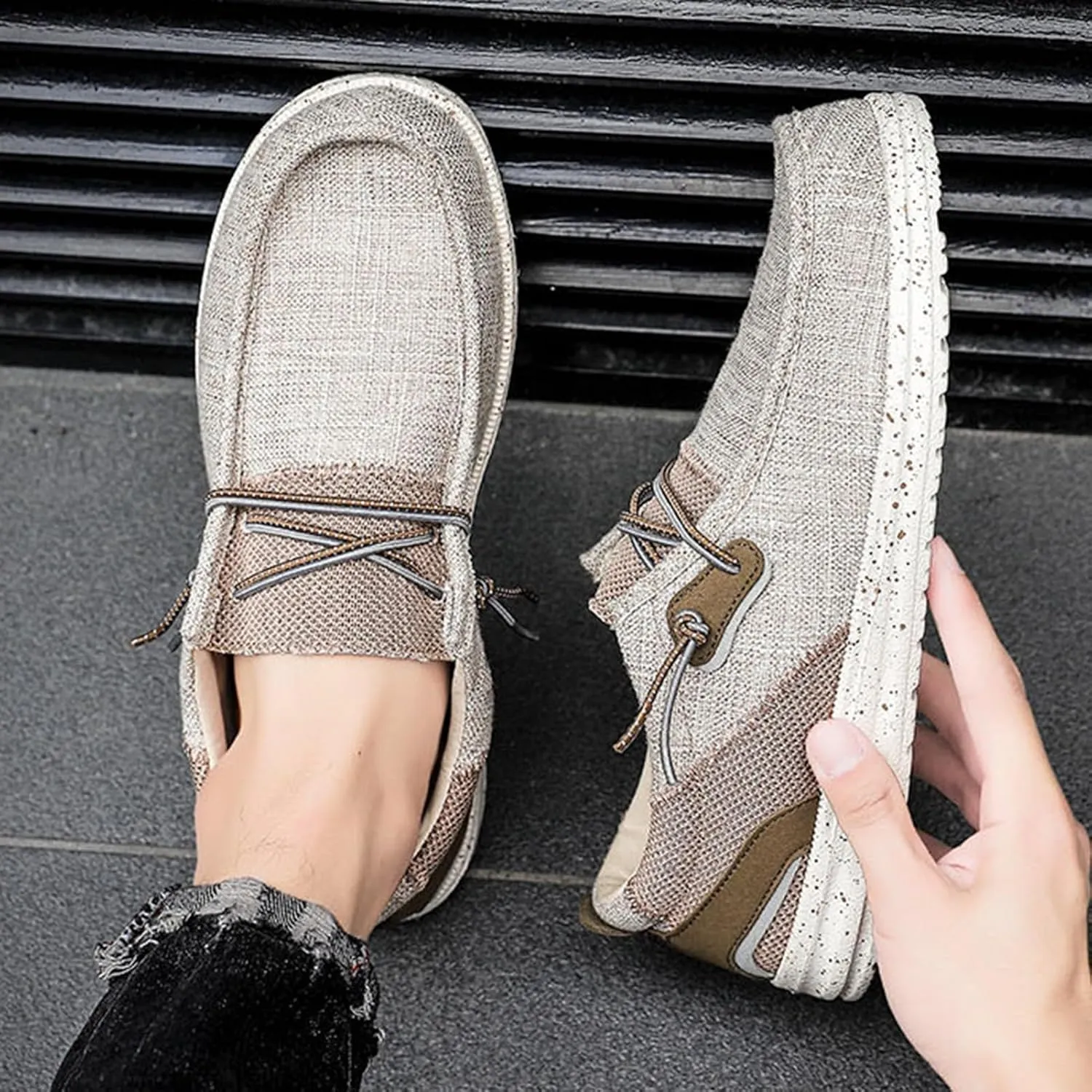 Mens Loafers Casual Slip On,Classic Comfy Lightweight Boat Shoes Men,Casual Breathable Non-Slip Deck Shoes Mens,with Non-Marking Outsole and Drainage