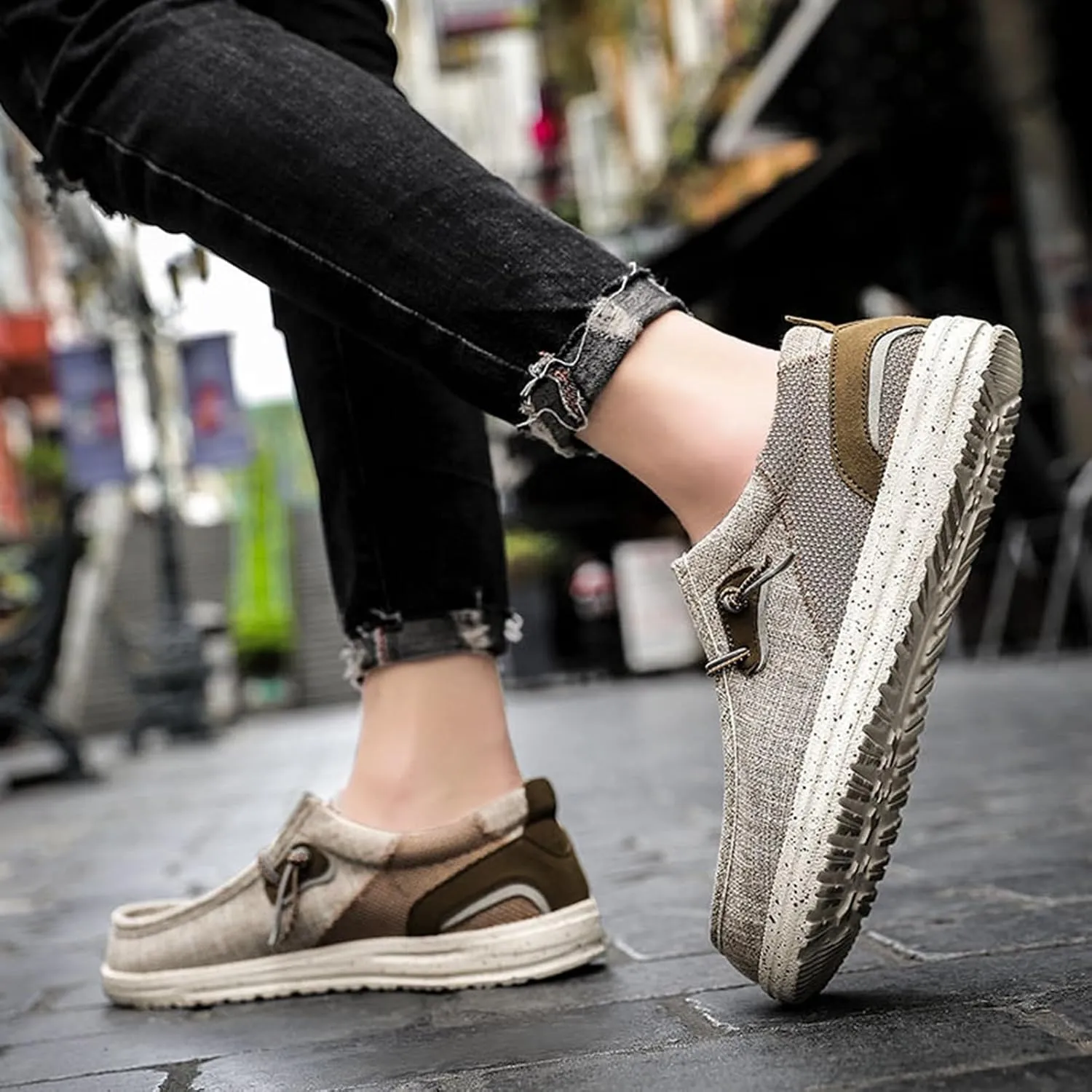 Mens Loafers Casual Slip On,Classic Comfy Lightweight Boat Shoes Men,Casual Breathable Non-Slip Deck Shoes Mens,with Non-Marking Outsole and Drainage