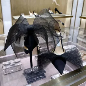 Mesh Bow Stiletto Heels