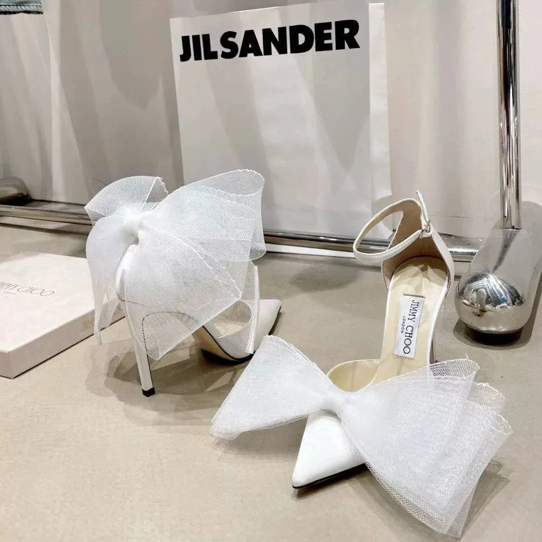 Mesh Bow Stiletto Heels