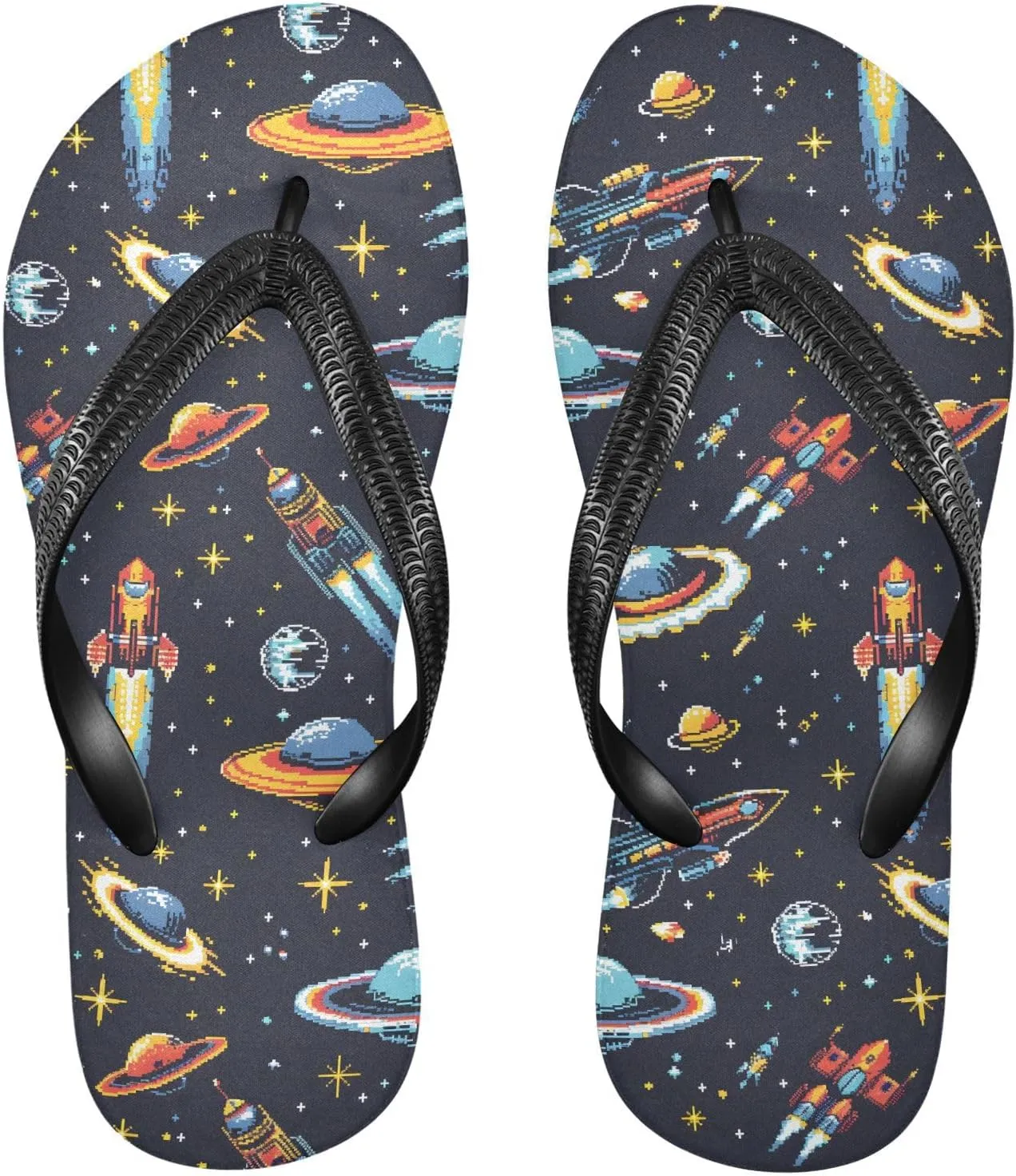 MNSRUU Flip Flops for Women Men Neon Funny Cartoon Hearts Flip Flops Womens Slides Men Sandals Shower Slippers Summer Non-Slip Flipflops for Swim Beach Bathroom, XS
