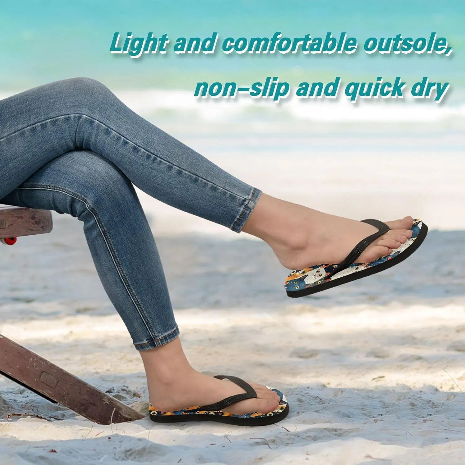 MNSRUU Flip Flops for Women Men Panda Rainbow Flip Flops Womens Slides Men Sandals Shower Slippers Summer Non-Slip Flipflops for Swim Beach Bathroom, XS