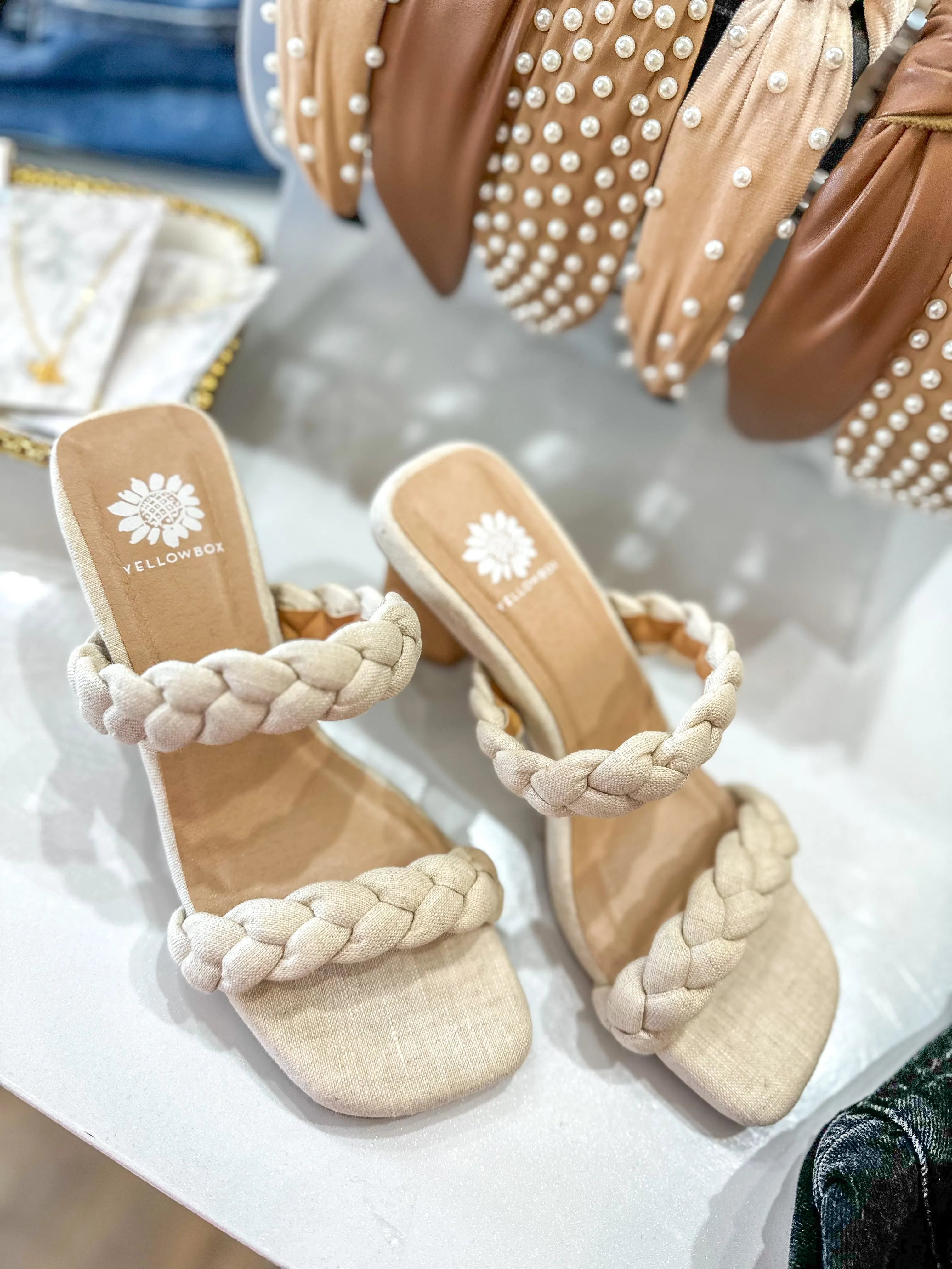 Nimble Natural Elegant Braid Wooden Heels