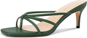 NobleOnly Womens Strappy Kitten Heels Square Open Toe Thong Heels Flip Flop Heels Dress Prom Slip-on Mule Heels 2.6 Inches Heels