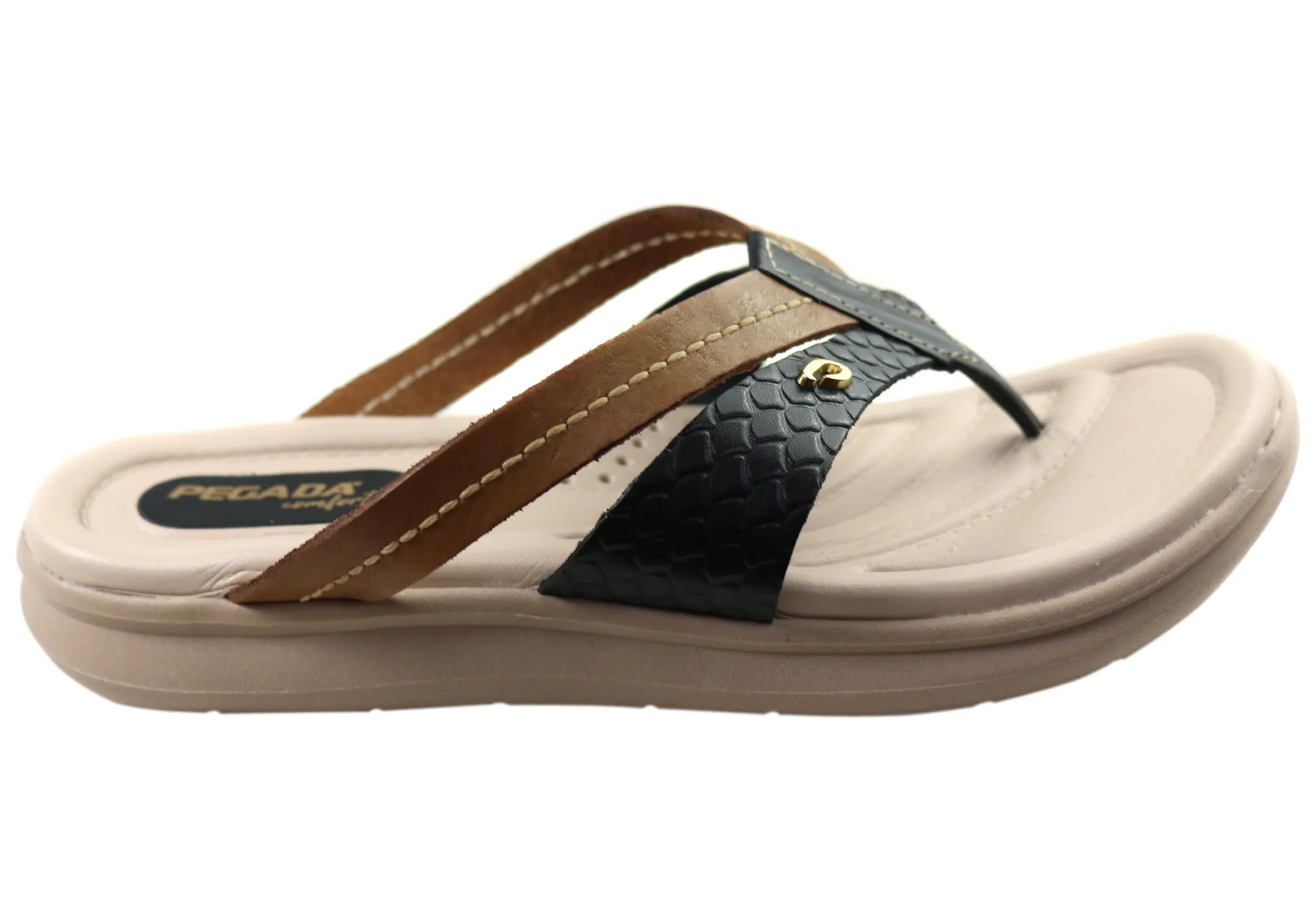 Pegada Vogi Womens Comfort Leather Thongs Sandals Made In Brazil