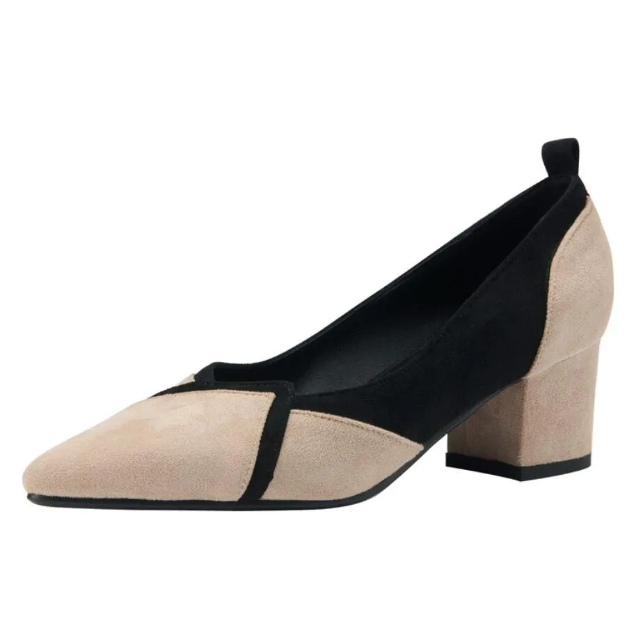 Petite Feet Women's Pointed Block Mid Heel Pumps MS211