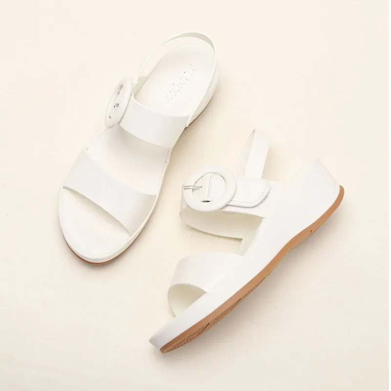 Platform wedge sandals with buckle strap