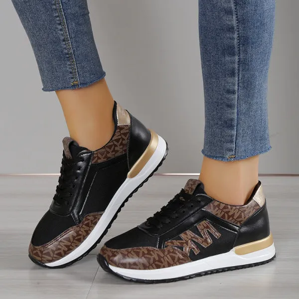 Purpdrank - Black Casual Sportswear Daily Patchwork Printing Round Comfortable Out Door Sport Shoes