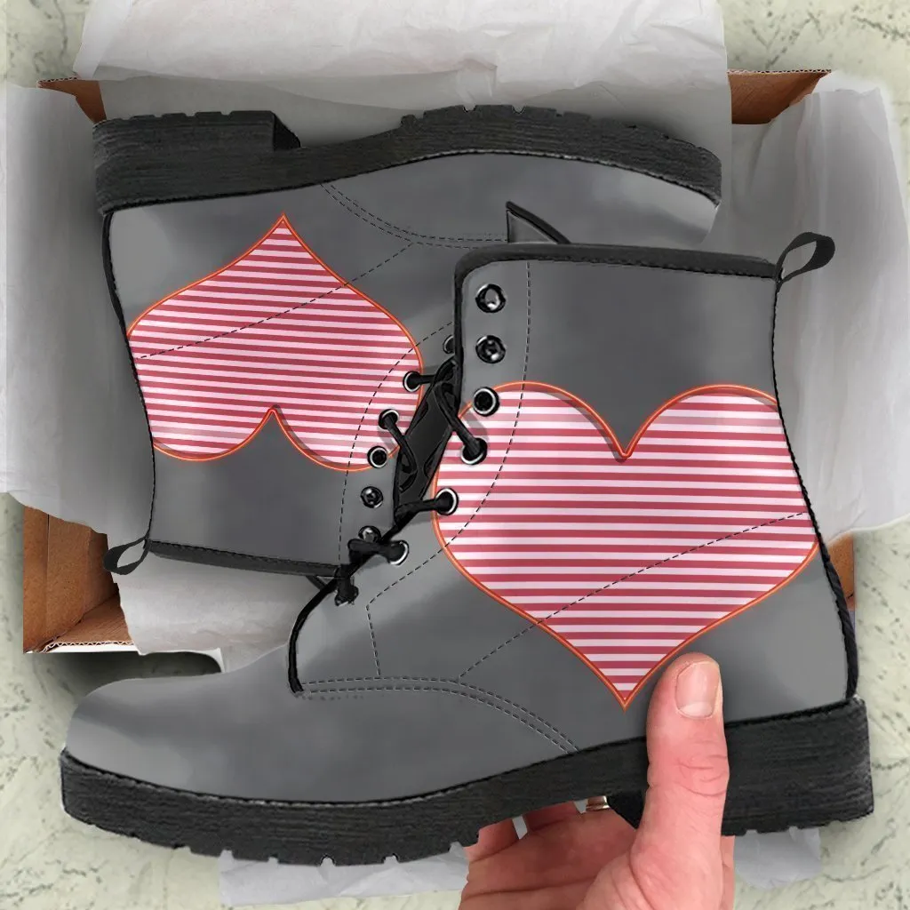 Stylish Boots - Graceful Gray with Love | Handmade Lace Up Boots, Vegan Leather Lace Up Boots Women, Aesthetic Shoes, Sorority Shoes