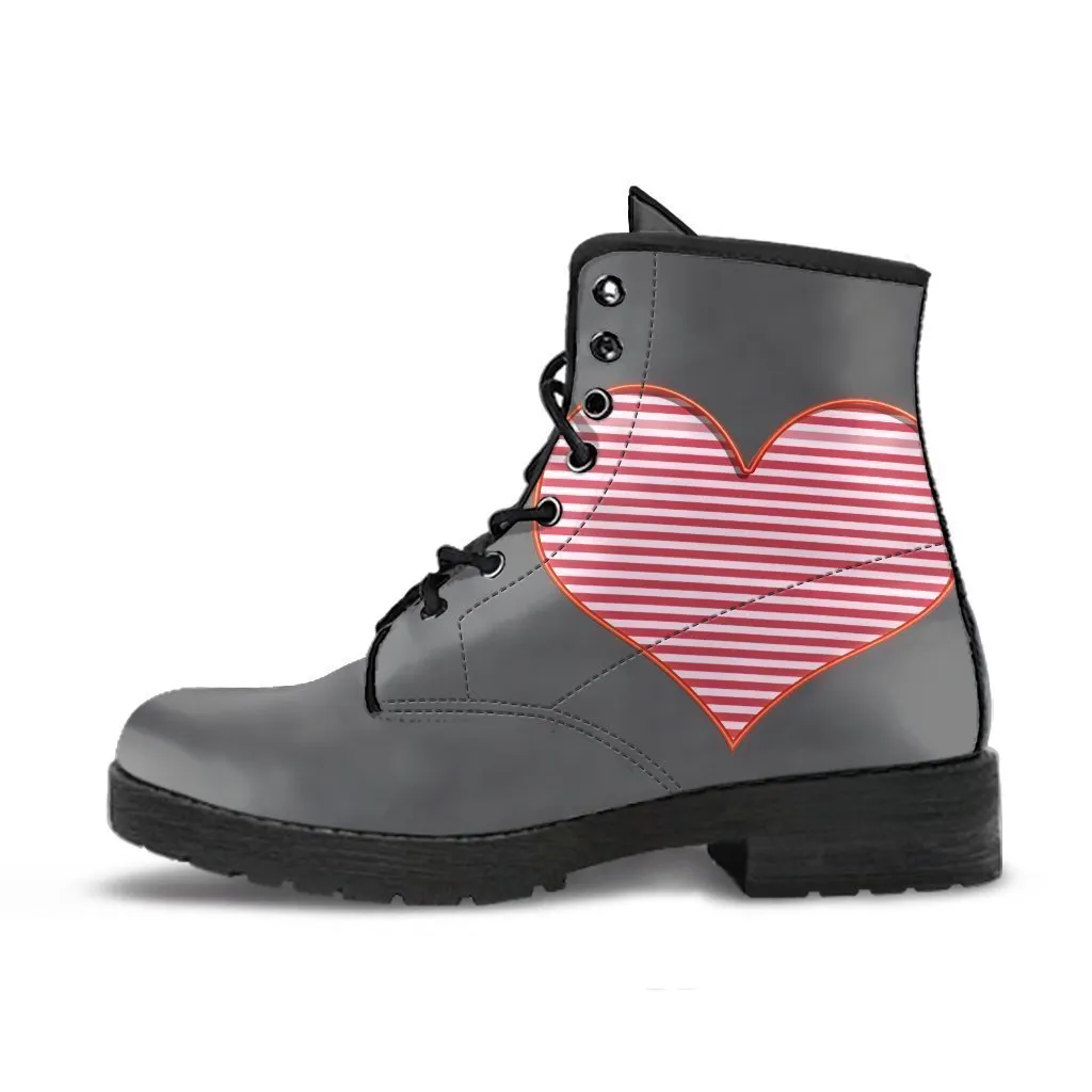 Stylish Boots - Graceful Gray with Love | Handmade Lace Up Boots, Vegan Leather Lace Up Boots Women, Aesthetic Shoes, Sorority Shoes